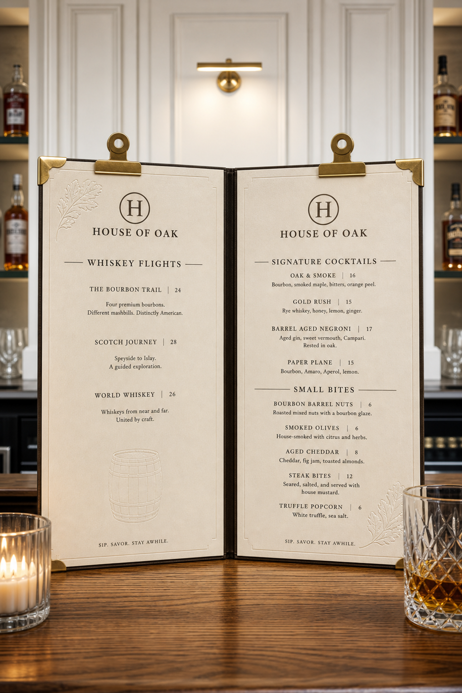 Concept rendering of the House of Oak menu presentation